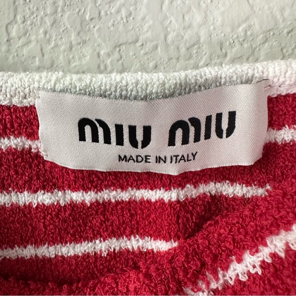 MIU MIU Logo-Embroidered Striped Cotton-Blend Top SZ IT 40/US 4 - Picture 6 of 10